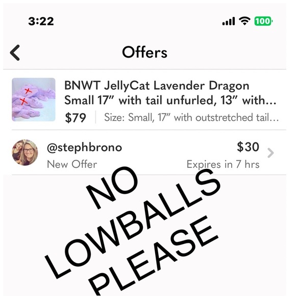 BNWT JellyCat Lavender Dragon Small 17” with tail unfurled, 13” with tail furled - Picture 12 of 15